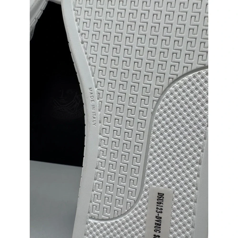 Versace Medusa Head White Leather Slip On Sneakers DSU6123 Men Size 39 NEW